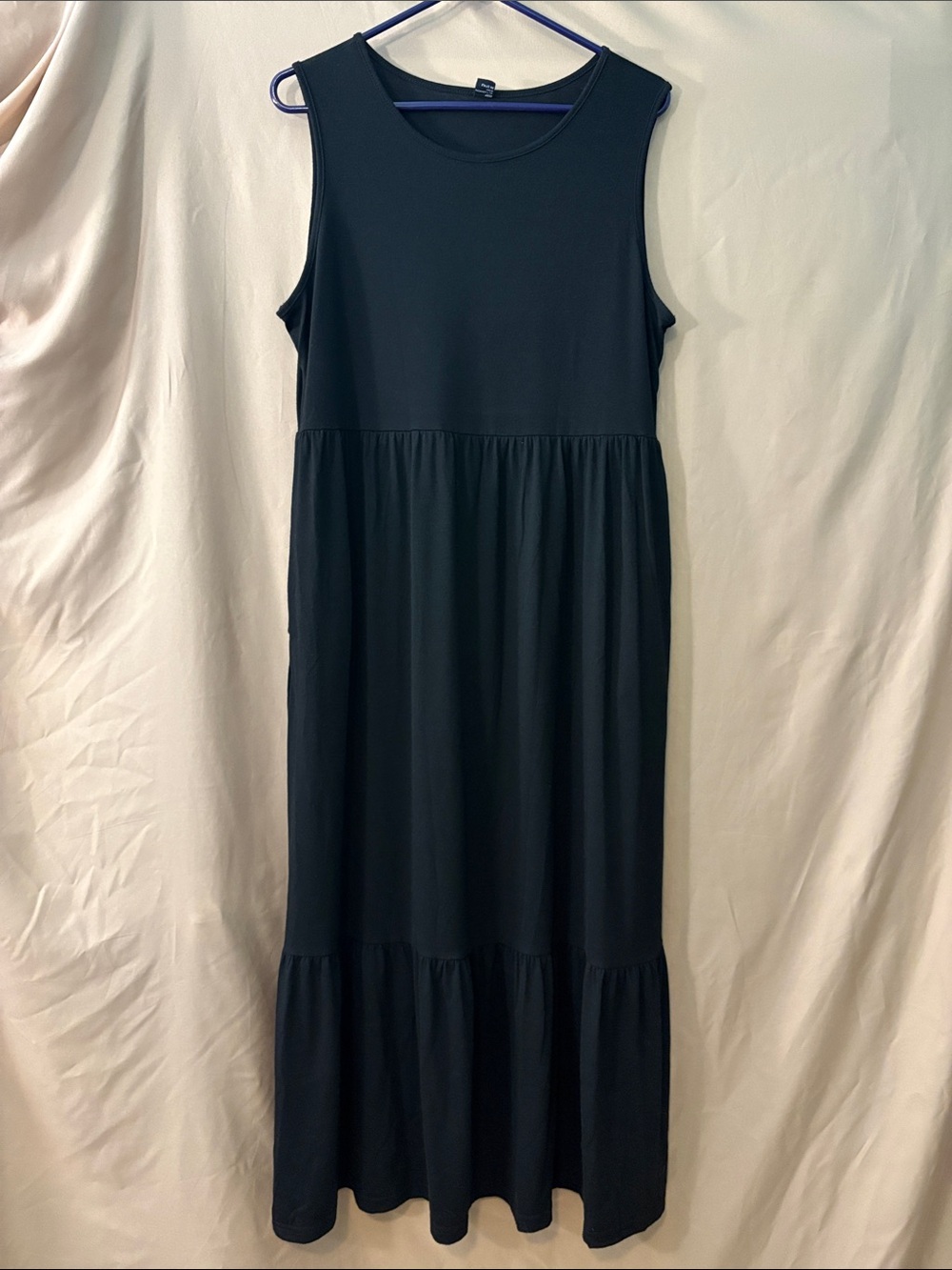 Sleeveless Black Maxi Dress with Tiered Skirt
